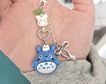 Handgjord Min Granne Totoro-inspirerad Pärlnyckelring Söt Studio Ghibli Väskeberlock Kawaii Anime Telefonberlock Rem Nyckelring Gåva Hemgjord