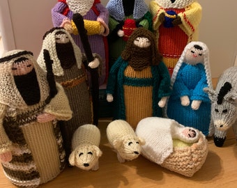 Nativity Set, 11 knitted pieces