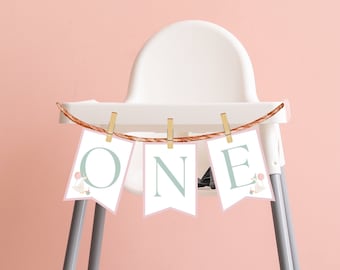 One Silly Goose Pink & Green ONE Highchair Banner, ONE Silly Goose First Birthday Party Decor, First Birthday Invite and Party Decor