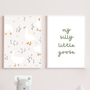 Silly Goose Nursery Prints, Earth Tone Decor (set of 2) - Etsy