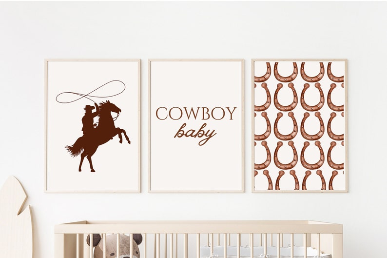 Cowboy Nursery Wall Art for Baby Boy, Western Decor Prints, Cowboy Baby