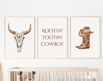 Cowboy Nursery Wall Art for Baby Boy, Western decor prints, cowboy baby prints