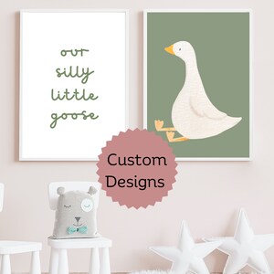 Silly Goose Nursery Prints, Earth Tone Decor (set of 2) - Etsy