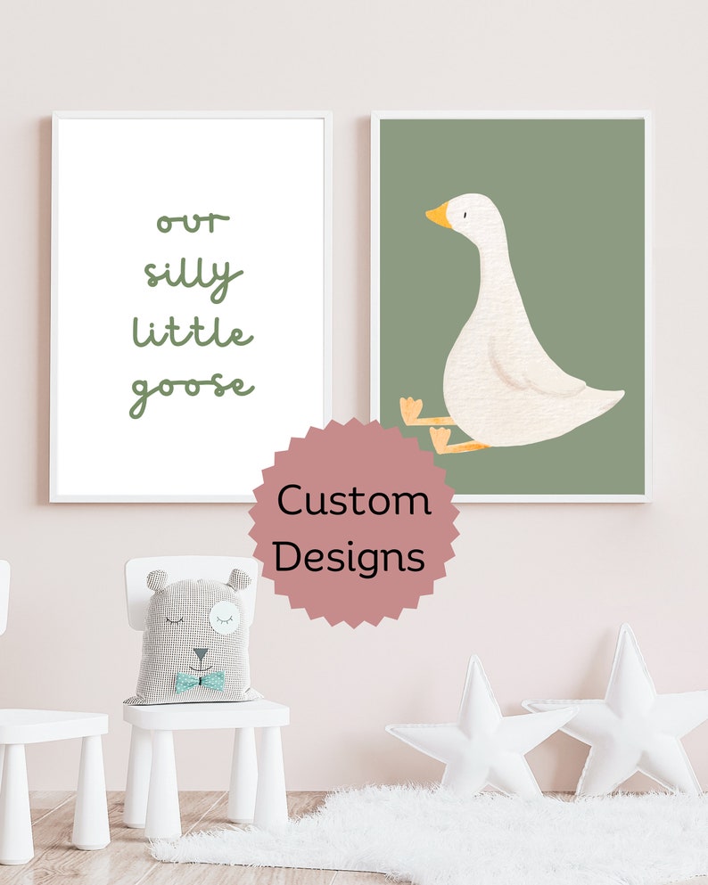 Silly Goose Nursery Prints, Earth Tone Decor (set of 2) - Etsy