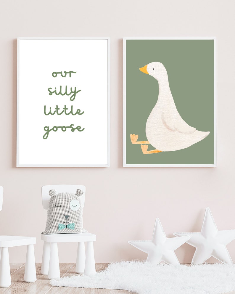 Our Silly Little Goose Wall Art, Goose Nursery Decor, Earth Tone ...