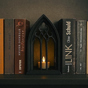 3D-geprinte kathedraal boekensteun plank decoratie gotische huisdecoratie alleen voor batterij theelichtjes