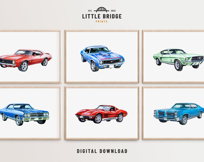 Vintage Car Artwork Classic Car Printables Retro Car Art 6 - Etsy