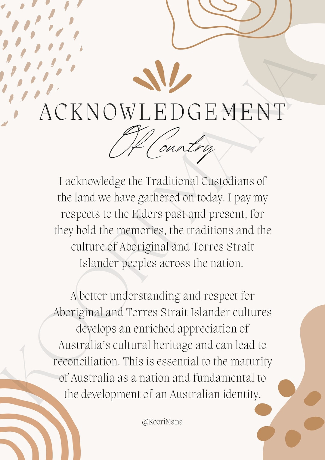 Acknowledgement of Country Etsy Australia