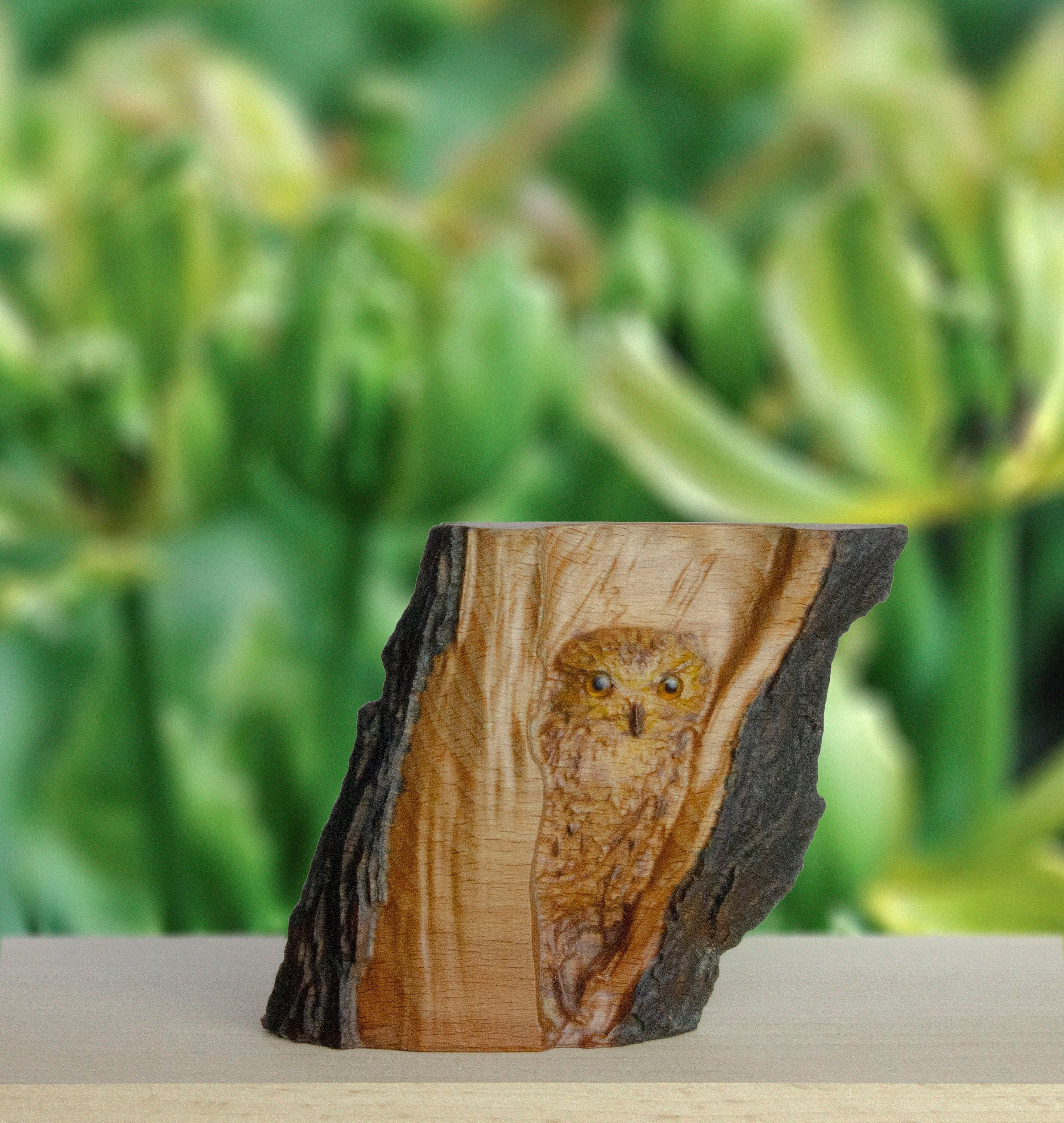 Statue owl, Wooden Owl, Owl, Owl in a tree, Handmade , Wooden Owl Animal, Gift for her, Home Decor,