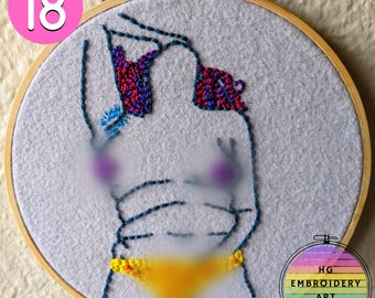 Trying to stay quiet, Handmade Embroidery, Adult Art, Sexy, Nsfw