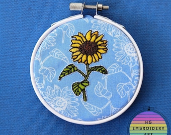 Petit tournesol, Broderie faite main, Fleurs, Plantes, Art à l'aiguille