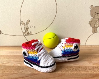 Newborn baby shoe, Sneakers, Baby Booties, Unisex Crochet, Baby Booty Shoe, Shower Gift, Chucks baby girl boy footwear, baby shoes, infant
