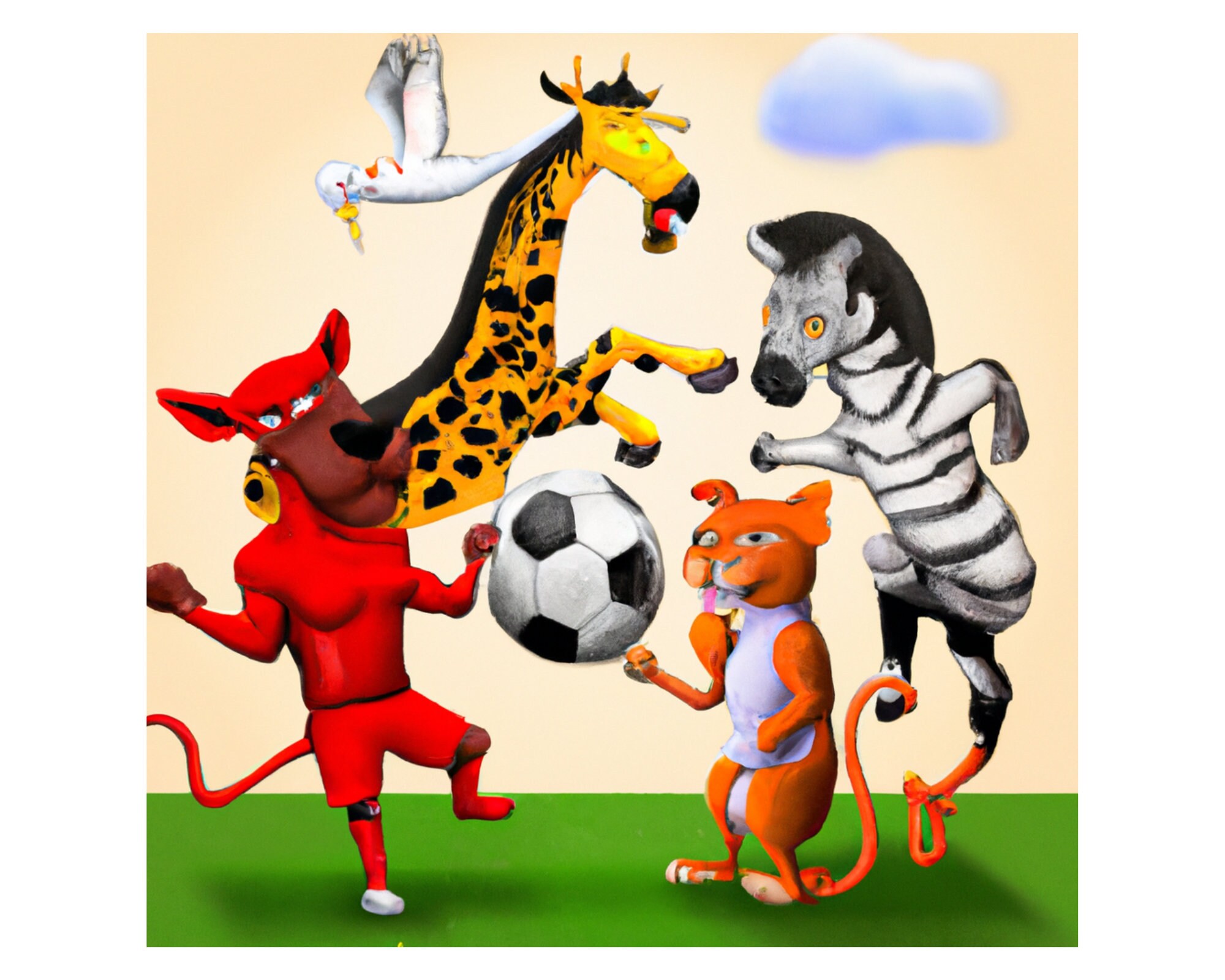 Team Football Soccer Animals Playing Portrait Digital - Etsy