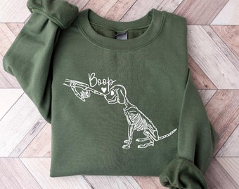 Dog Boop Halloween Hoodie, Dog Skeleton Sweatshirt, Funny Dog Shirt, Dog Lover Gifts, Dog Mom Hoodie, Spooky Dog Hoodie, Dog Skeleton Hoodie