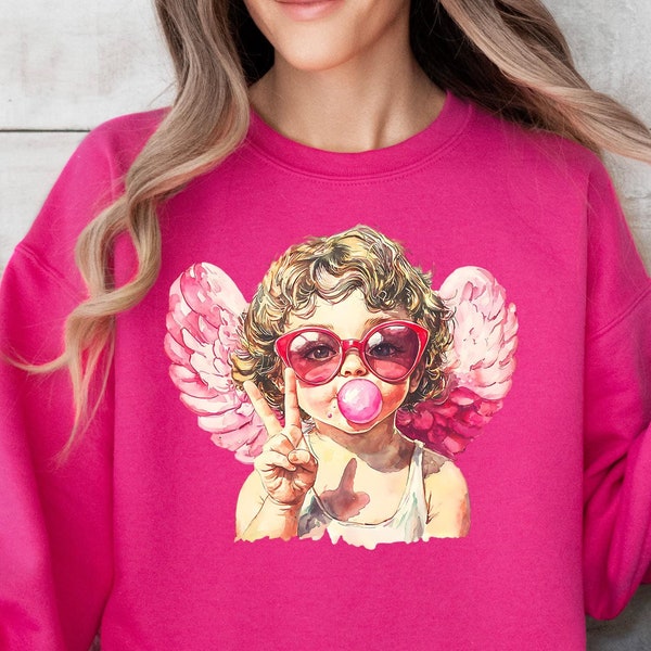 Retro Cupid Sweatshirt, Retro Valentines Day T Shirt, Valentines Angel Baby Sweatshirt, Love Hearts Valentine Sweatshirt, Cupid Day Shirt