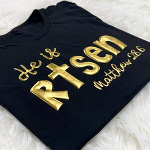 He Is Risen Puff Shirt, Easter Religious Puff Sweatshirt, Embossed Christian Sweatshirt, Trendy Inspirational Puff Shirt, Easter Gift