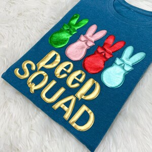 Peep Squad Easter Sweatshirt, Kids Easter Puff Shirt, Cousin Crew Puff Shirt, Embossed Easter Shirt, Toddler and Youth Glitter Sweater Gift
