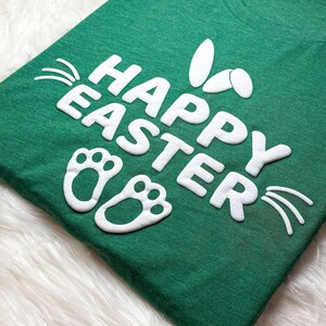 Trendy Happy Easter Puff Sweatshirt, Kids Easter Puff Sweater, Cute Easter Day Embossed Shirt, Glitter Gift Tshirt, Easter Bunny 3D Shirt