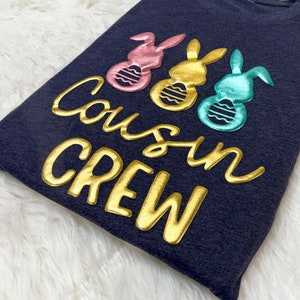 Cousin Crew Puff Sweatshirt, Kids Easter Puff Shirt, Cute Easter Matching Puff Shirt, Embossed Easter Shirt, Toddler Glitter Sweater Gift