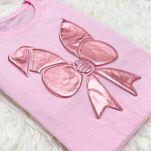Easter Coquette Bow Puff Sweatshirt, Women Easter Puff Sweater, Cute Bunny Embossed Shirt, Easter Glitter Gift Shirt, Easter Coquette Bow