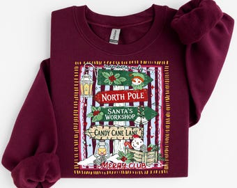 North Pole Sweatshirt, Merry Christmas Shirt, Holiday Xmas Family Gift, Holiday Winter Shirt, Christmas Village Sweater, Merry Christmas Tee