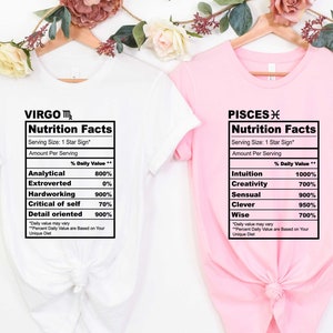 Zodiac Nutrition Shirt, Horoscope Nutrition Shirt, Birthday Gift Shirt, Women Birthday Shirt, Astrology Shirt, Funny Birthday Shirt