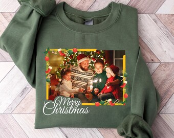 Personalized Family Christmas Sweatshirt, Custom Photo Shirt Gift, Custom Xmas Photo tShirt , Matching Tee for Christmas, Xmas Photo Sweater