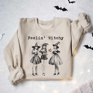 Feeling Witchy Sweatshirt, Witch Sweatshirt, Halloween Witch Sweatshirt, Crazy Halloween Gift, Witch Spell Shirt, Pumpkin And Witch Tee