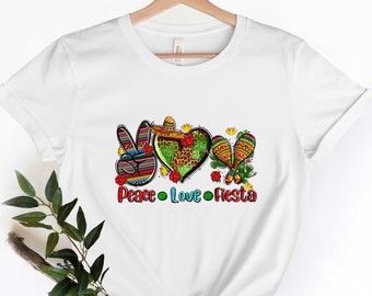 Peace Love Fiesta Shirt, Tacos Shirt, Mexican Party Shirt, Fiesta Shirt, Cinco De Mayo Tee, Gift For Women, Margarita Tee, Mexican Festival