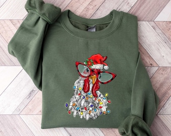 Funny Christmas Chicken Sweatshirt, Christmas Farm Animal Sweatshirt, Chickens Lover Sweater, Funny Holiday Sweater, Christmas Chickens Gift