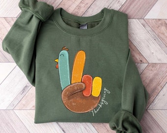 Peace Sign Turkey, Retro Thanksgiving Turkey Shirt, Hello Thanksgiving Sweatshirt, Gift For Thanksgiving, Happy Thanksgiving Shirt
