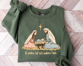 Nativity Scene Sweater, Christian Christmas Sweatshirt, Christmas Nativity Shirt, True Story Nativity, Religious Christmas Gifts, Jesus Tee