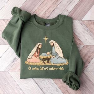 Nativity Scene Sweater, Christian Christmas Sweatshirt, Christmas Nativity Shirt, True Story Nativity, Religious Christmas Gifts, Jesus Tee image 1