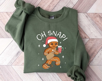 Oh Snap Gingerbread Sweatshirt, Christmas Sweatshirt, Christmas Cookie Shirt, Sparkly Christmas Crewneck, Funny Christmas Tee,Christmas Gift