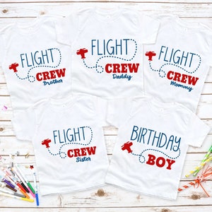 Airplane birthday family shirts, Airplane first birthday party, Custom names family birthday, Birthday boy shirt, Flight crew first birthday