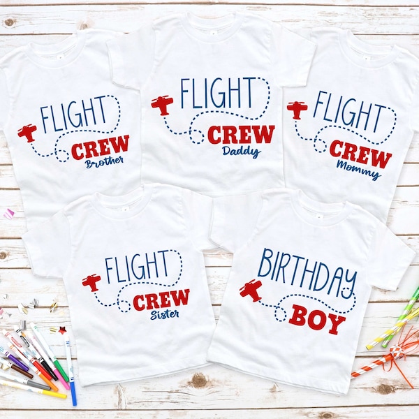 Airplane birthday family shirts, Airplane first birthday party, Custom names family birthday, Birthday boy shirt, Flight crew first birthday