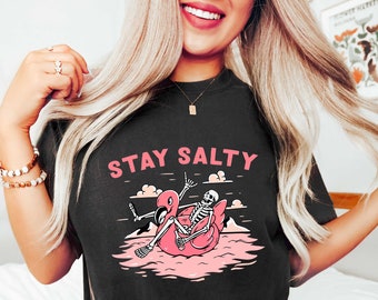 Stay Salty Shirt, Beach Salty Shirt, Skeleton and Pelican Shirt, Stay Salty Pelican Shirt, Summer Salty Beach Shirt