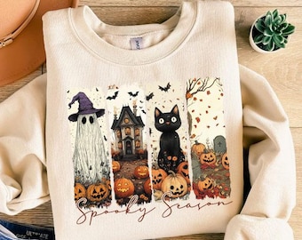 Cute Spooky Season Sweater,Halloween Sweatshirt, Womens Halloween Tshirt, Cute Fall Shirt, Gift For Halloween Tee, Spooky Season Shirt Gift