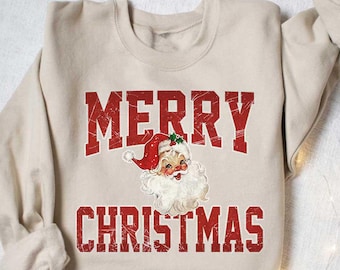Merry Christmas Santa Sweatshirt, Christmas Santa Tshirt, Christmas Women Sweatshirt, Women Tshirt For Christmas, Christmas Women Shirt