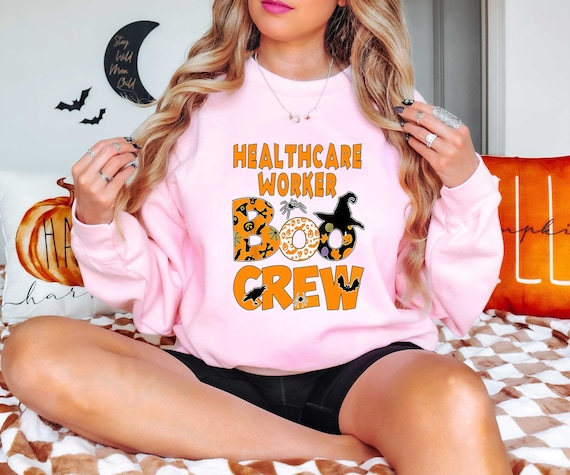 Healthcare Worker Boo Crew, Halloween Nurse Sweater, Spooky Season Is Start, Halloween Hospital Crew Shirt, Hospital Pumpkin Shirt,