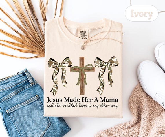 Comfort Colors® Jesus Made Her A Mama Goose T-Shirt, Christian Mama Gift, Christian Shirt, Motherhood Tee, Jesus Lover Gift, Faith Sweater