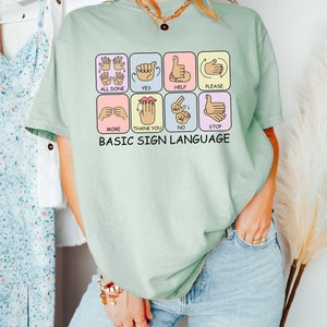 Basic Sign Language Shirt, Sign Language Shirt, ASL Shirt, Speech ...