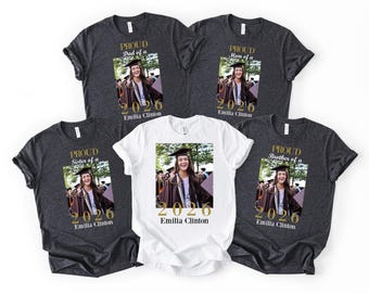 Personalized Proud Family Senior 2026 Shirt with Photo, Class of 2026 Matching Graduation Celebration Shirt, Custom Picture Graduation Shirt