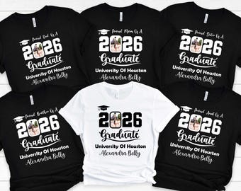 Personalized Proud Graduate 2026 Family Matching Shirt, Custom Photo Graduation Family Shirts, Custom Graduation Family Matching 2026 Shirt