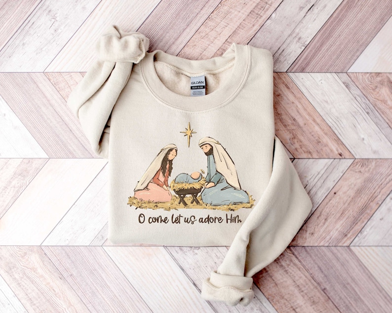 Nativity Scene Sweater, Christian Christmas Sweatshirt, Christmas Nativity Shirt, True Story Nativity, Religious Christmas Gifts, Jesus Tee image 5