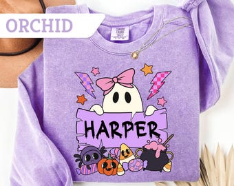 Comfort Colors® Cute Toddler Shirt For Halloween, Halloween Custom  Name Sweatshirt, Halloween Cute Girl Tshirt, Halloween Party Sweatshirt