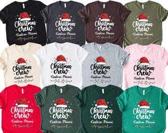 Christmas Crew Shirt,Custom Santa Hat Matching Christmas tShirt,Family Crew Tee, Christmas Team Party Sweater,Personalized Merry Xmas Hoodie