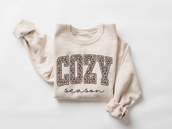 Leopard Cozy Season Sweatshirt, Cozy Season Long Sleeve, Autumn Gift, Fall Hoode, Autumn Shirt, Holiday gift, Season tShirt, Fall Autumn