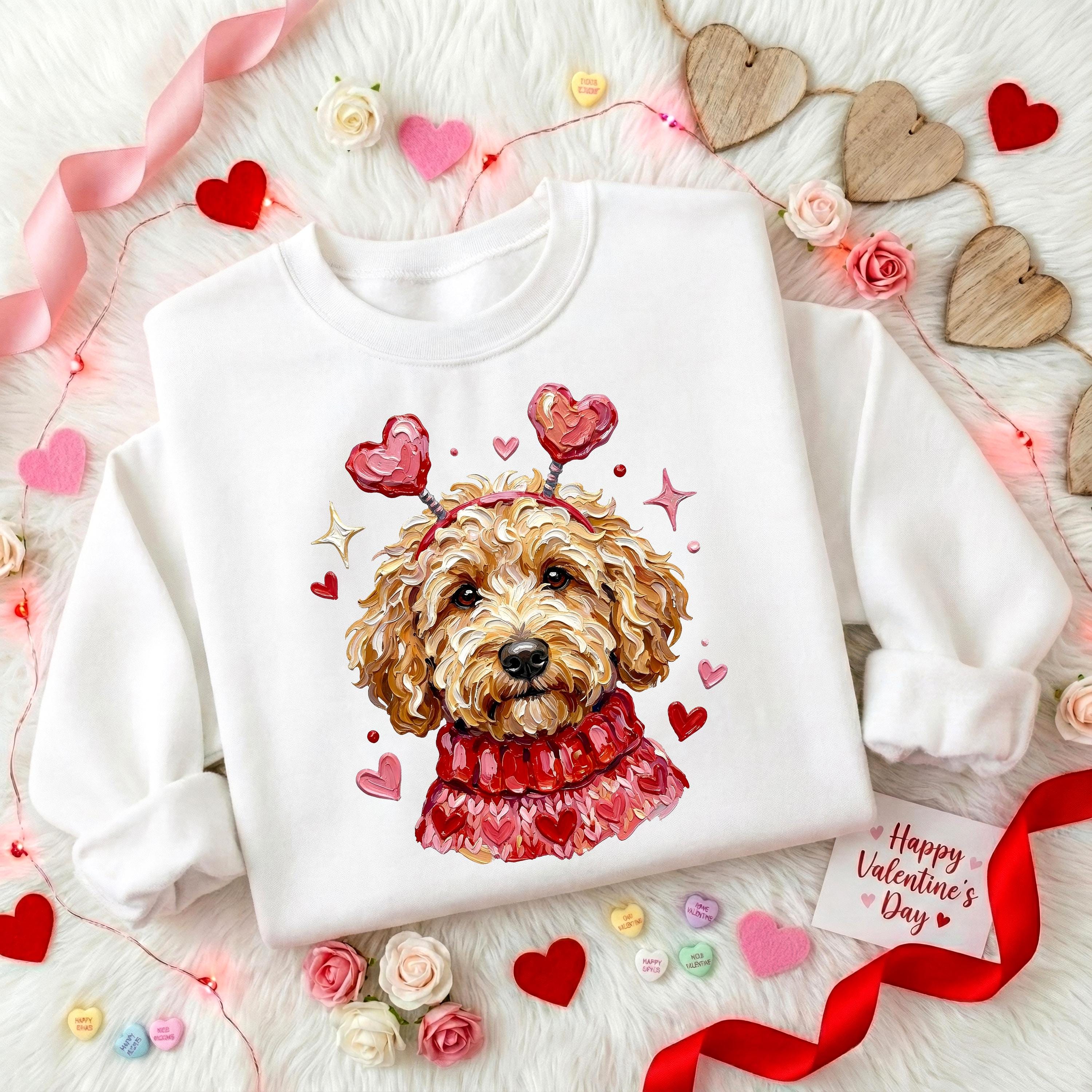 Valentine Cute Puppy Sweatshirt, Cavapoo Lover Valentine Shirt, Happy ...
