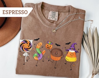 Comfort Colors® Trick-or-Treat Sweatshirt, Retro Halloween Shirt, Spooky Season Halloween Tshirt, Family Halloween Shirt, Candy Corn Pumpkin